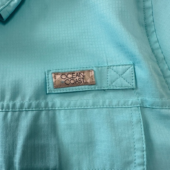 Ocean Coast men’s medium button up front fishing shirt front pockets vented back - Picture 11 of 15